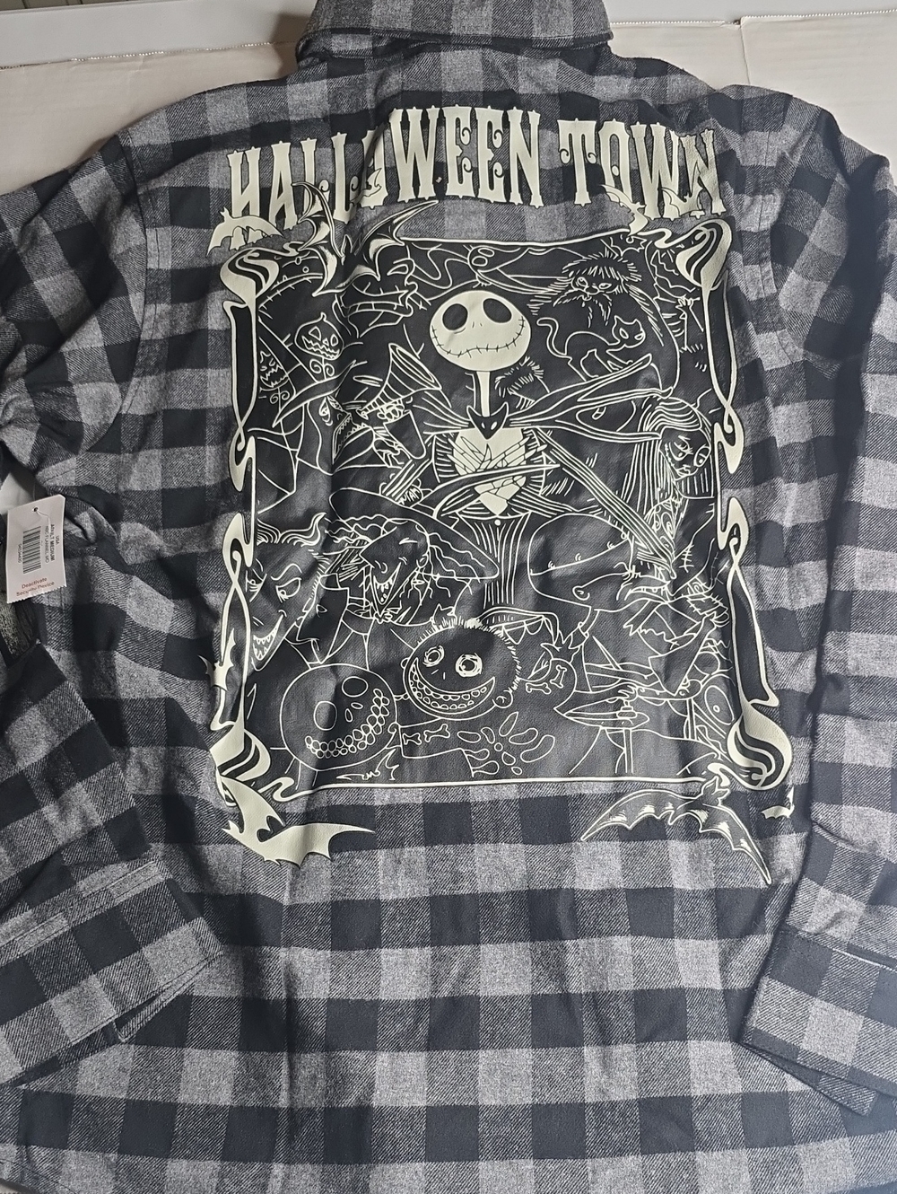 Halloween Town The Burtons Nightmare Before Christmas Plaid Flannel Shirt